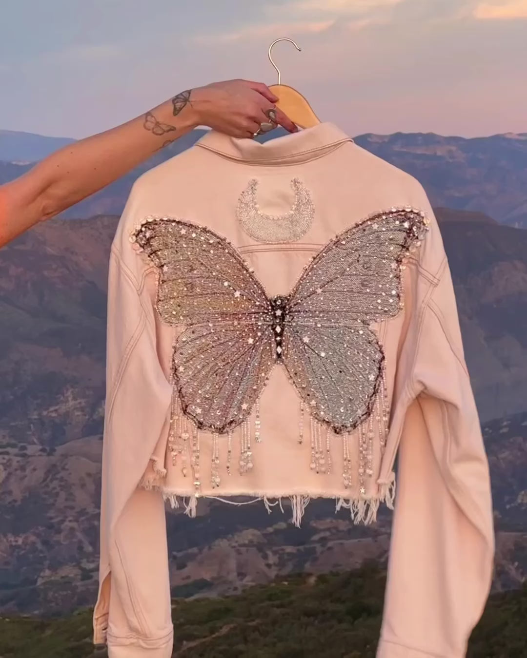 Moonbeam Butterfly Jacket - Pale Pink - Size L - Ready to Ship