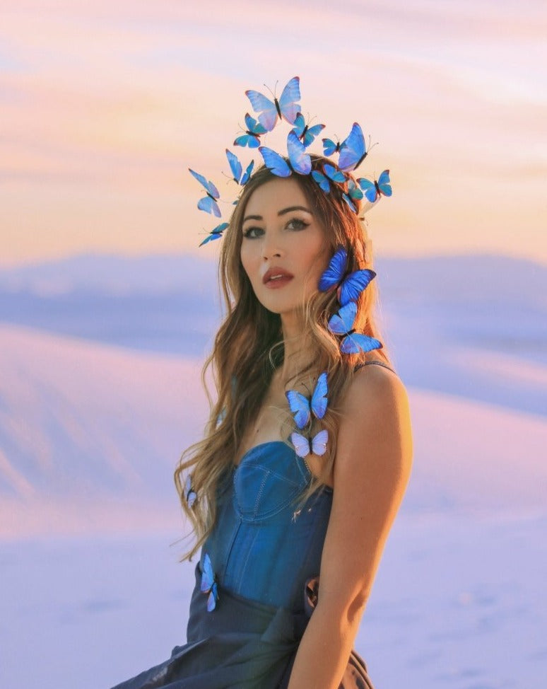 Electric Desert Blue Butterfly Crown - Ready to Ship - Wild & Free Jewelry