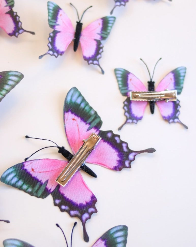 Pink Butterfly Hair Clips | Set of 9 | Ready to Ship - Wild & Free Jewelry