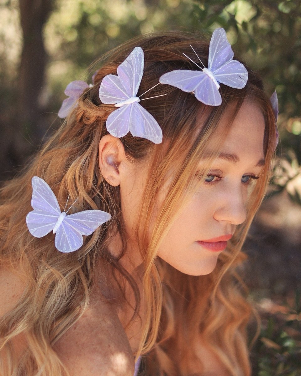 Lilac Starlight Butterfly Hair Clips - Ready to Ship - Wild & Free Jewelry