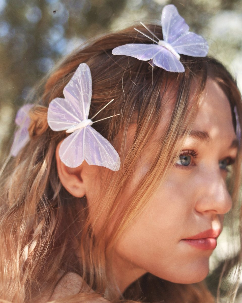 Lilac Starlight Butterfly Hair Clips - Ready to Ship - Wild & Free Jewelry