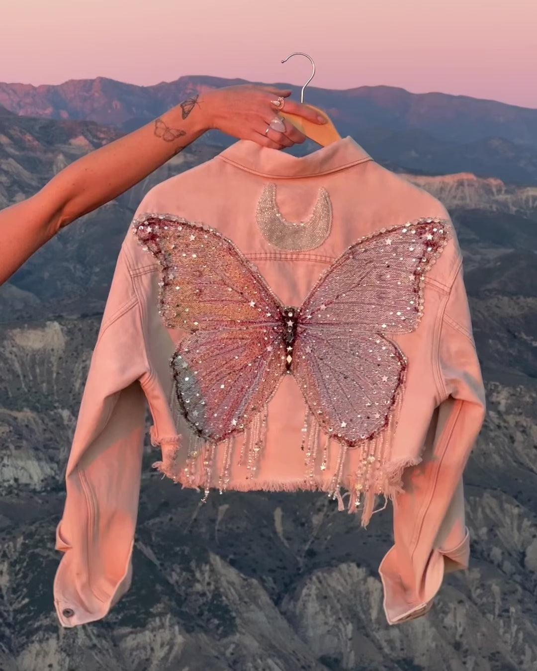 ジャケット・アウター Needles Butterfly Pink Western Jacket Needles Butterfly Embroidered Topstitched Western Sport Jacket In