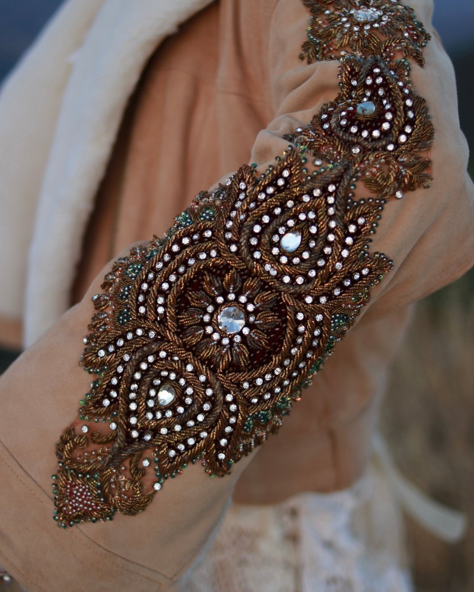 Upcycled Suede Embellished Rhinestone Coat - Size M - One of a Kind - Wild & Free Jewelry