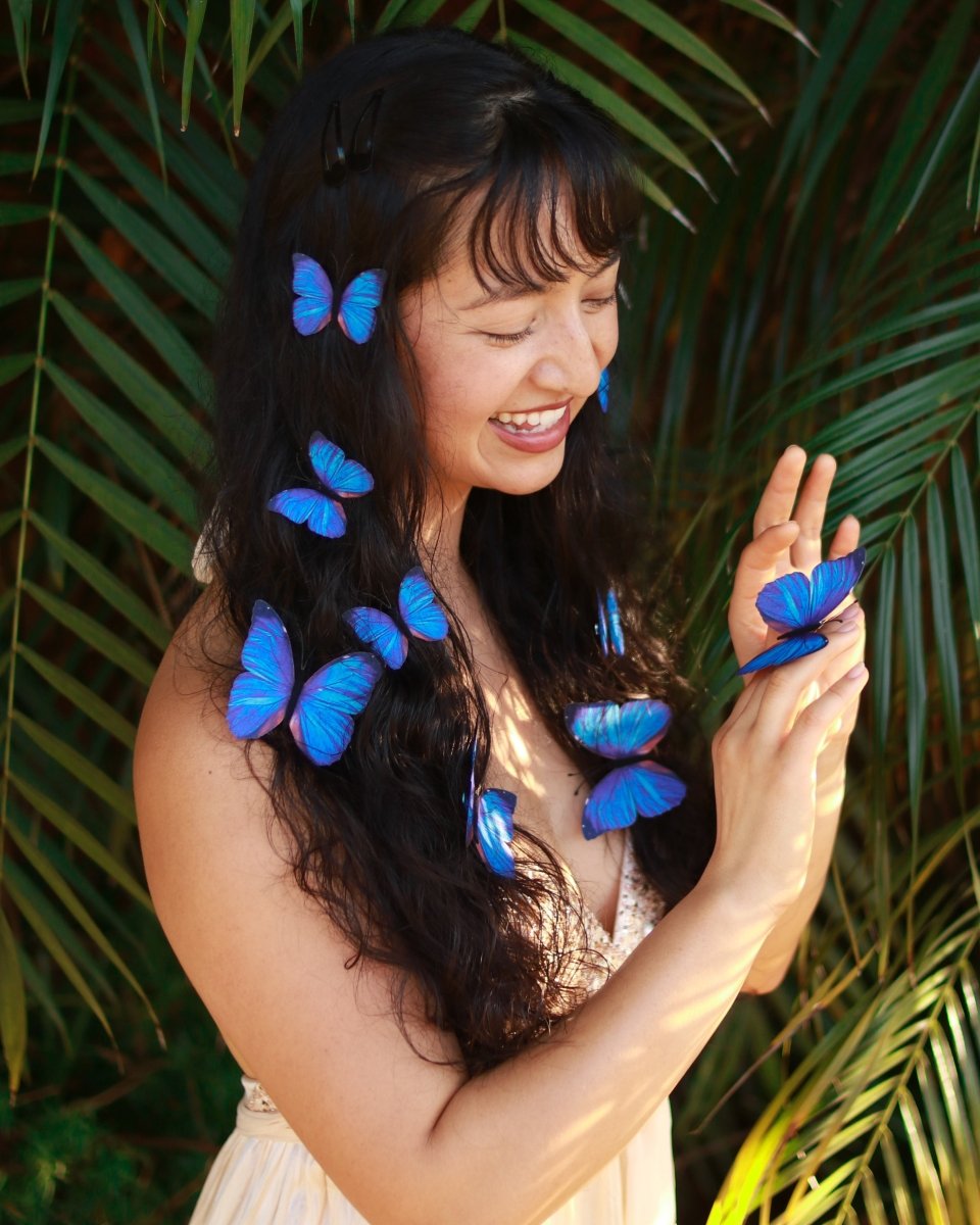 Visions of Sapphire Butterfly Hair Clips - Ready to Ship - Wild & Free Jewelry
