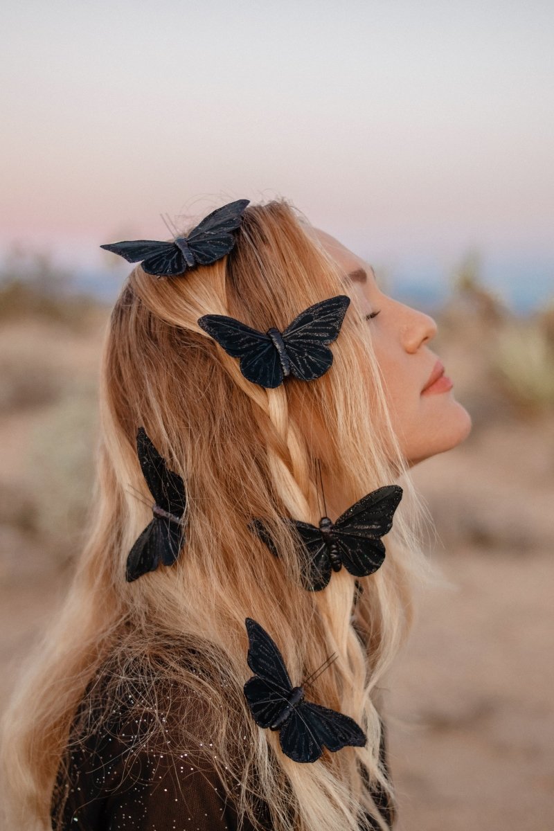 Black Butterfly Hair Clips - Ready to Ship - Wild & Free Jewelry