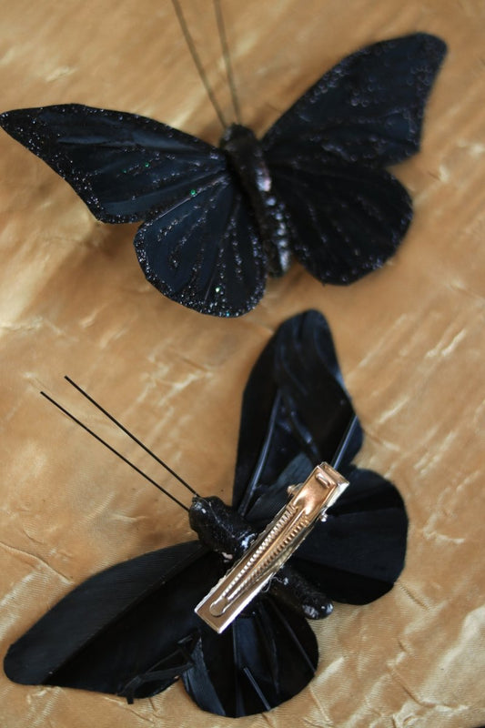 Black Butterfly Hair Clips - Ready to Ship - Wild & Free Jewelry