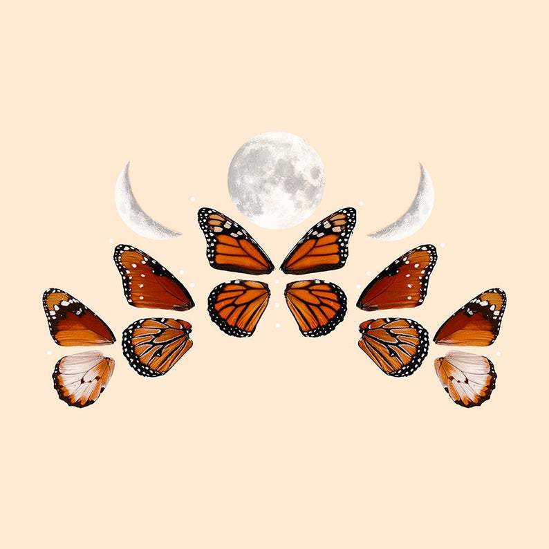 Digital Download | Butterfly Moon Phases | PNG Files for Collage - Wild & Free Jewelry