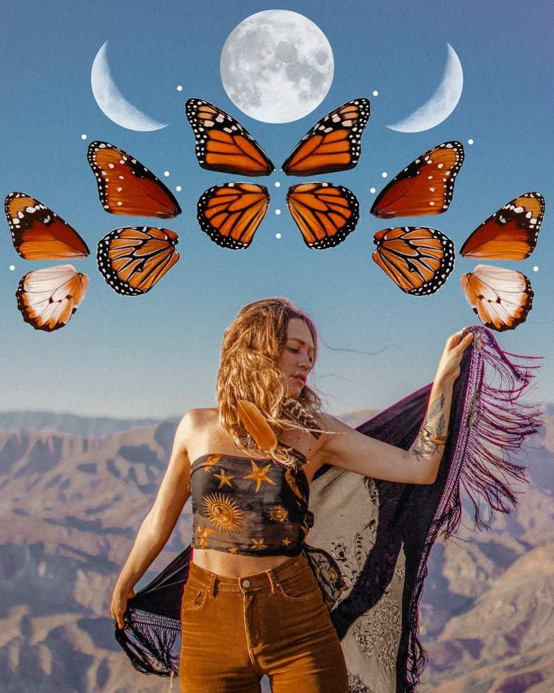 Digital Download | Butterfly Moon Phases | PNG Files for Collage - Wild & Free Jewelry