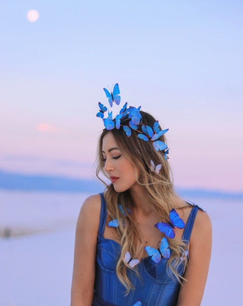 Electric Desert Blue Butterfly Crown - Ready to Ship - Wild & Free Jewelry