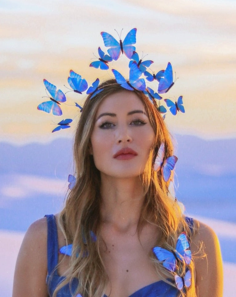 Electric Desert Blue Butterfly Crown - Ready to Ship - Wild & Free Jewelry