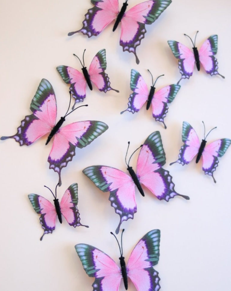 Pink Butterfly Hair Clips | Set of 9 | Ready to Ship - Wild & Free Jewelry