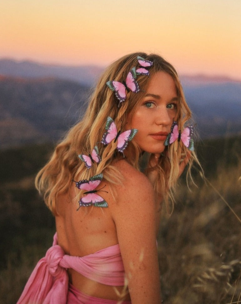 Pink Butterfly Hair Clips | Set of 9 | Ready to Ship - Wild & Free Jewelry